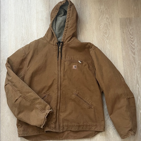 Carhartt Other - Carhartt Tan Sherpa lined hooded jacket 2XL